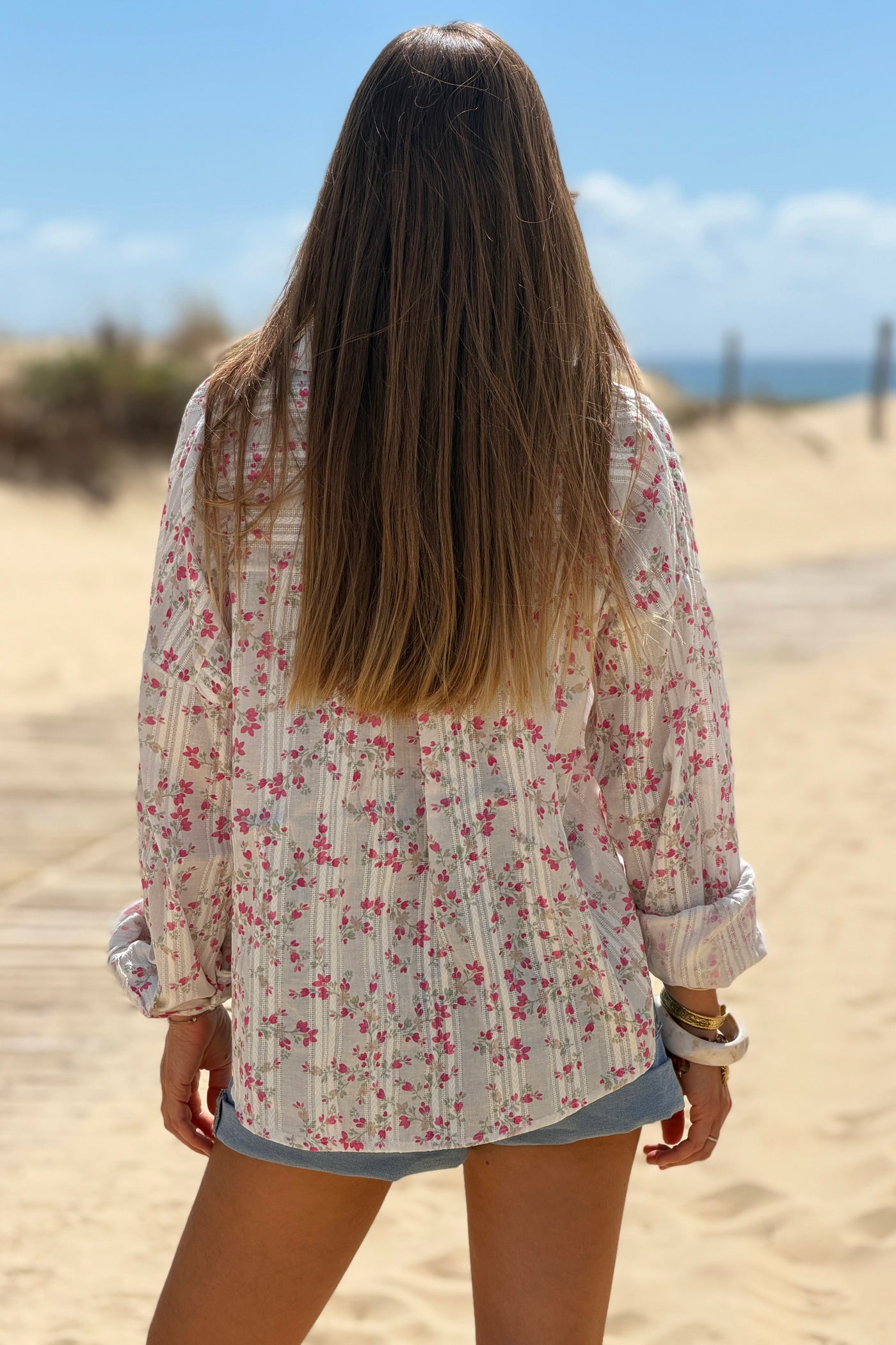 Pink Floral Tapestry Stripe Blouse