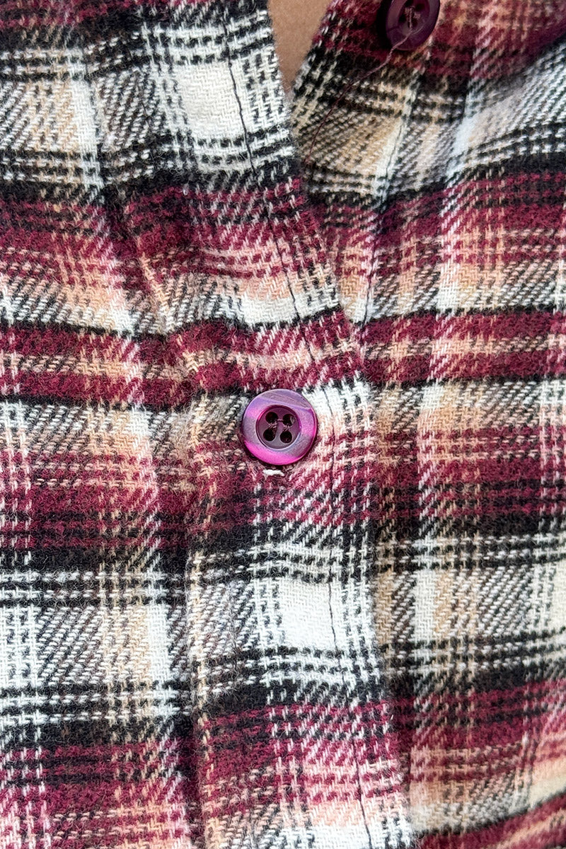 Burgundy Plaid Button-Down Flannel