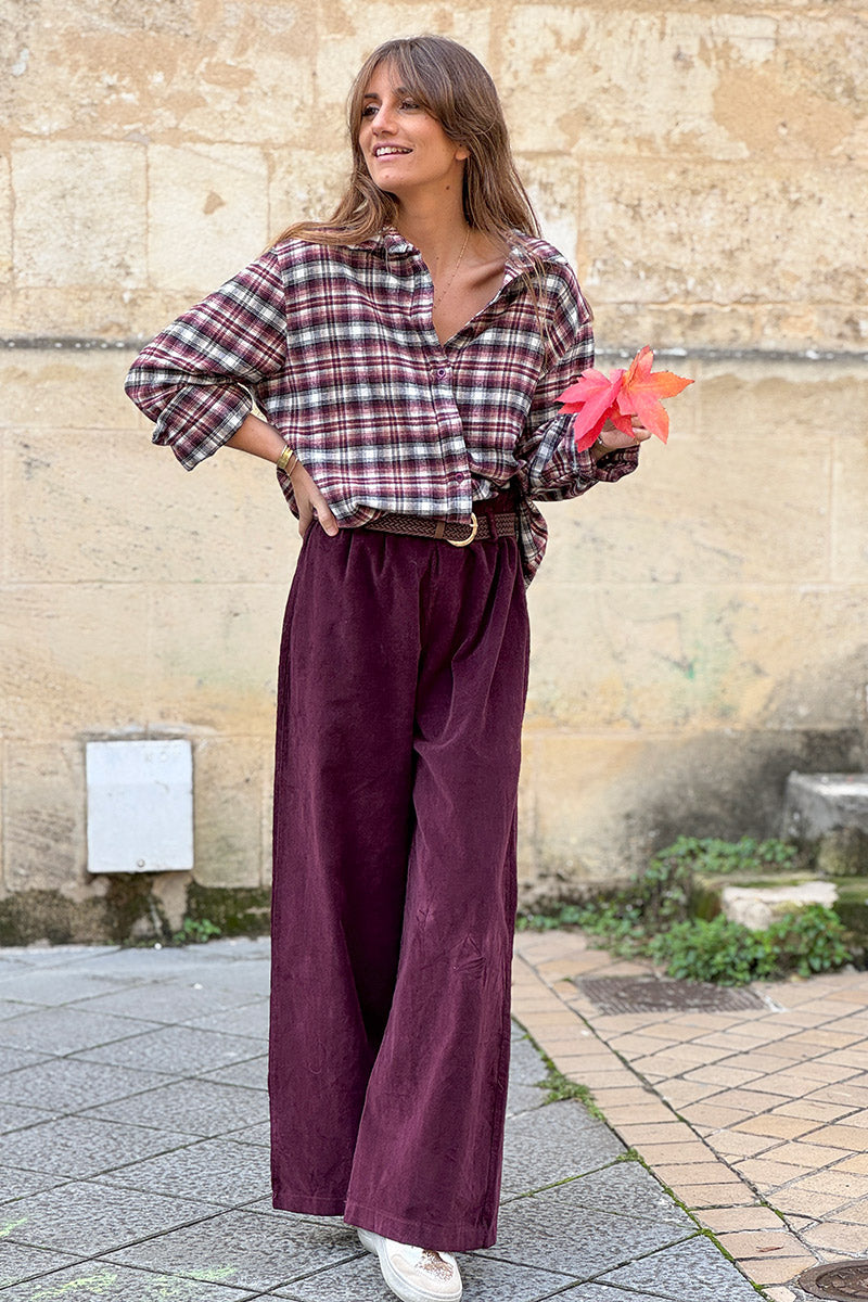 Burgundy Plaid Button-Down Flannel
