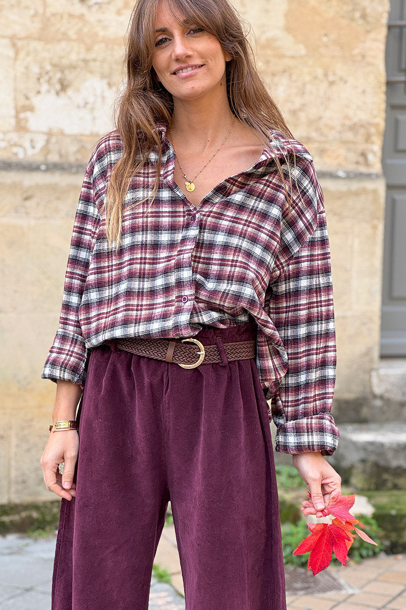 Burgundy Plaid Button-Down Flannel