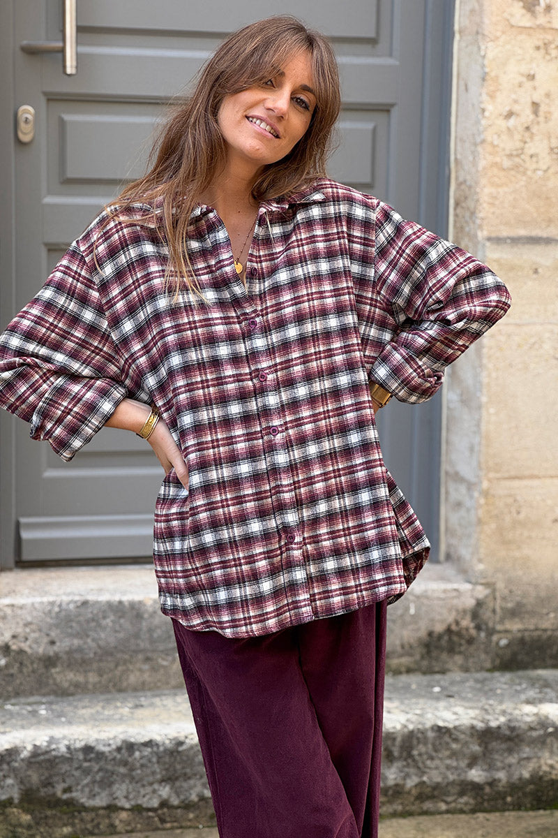 Burgundy Plaid Button-Down Flannel