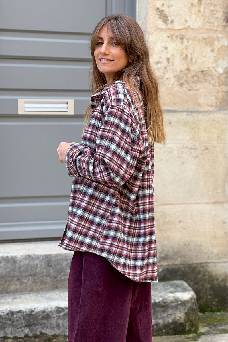 Burgundy Plaid Button-Down Flannel