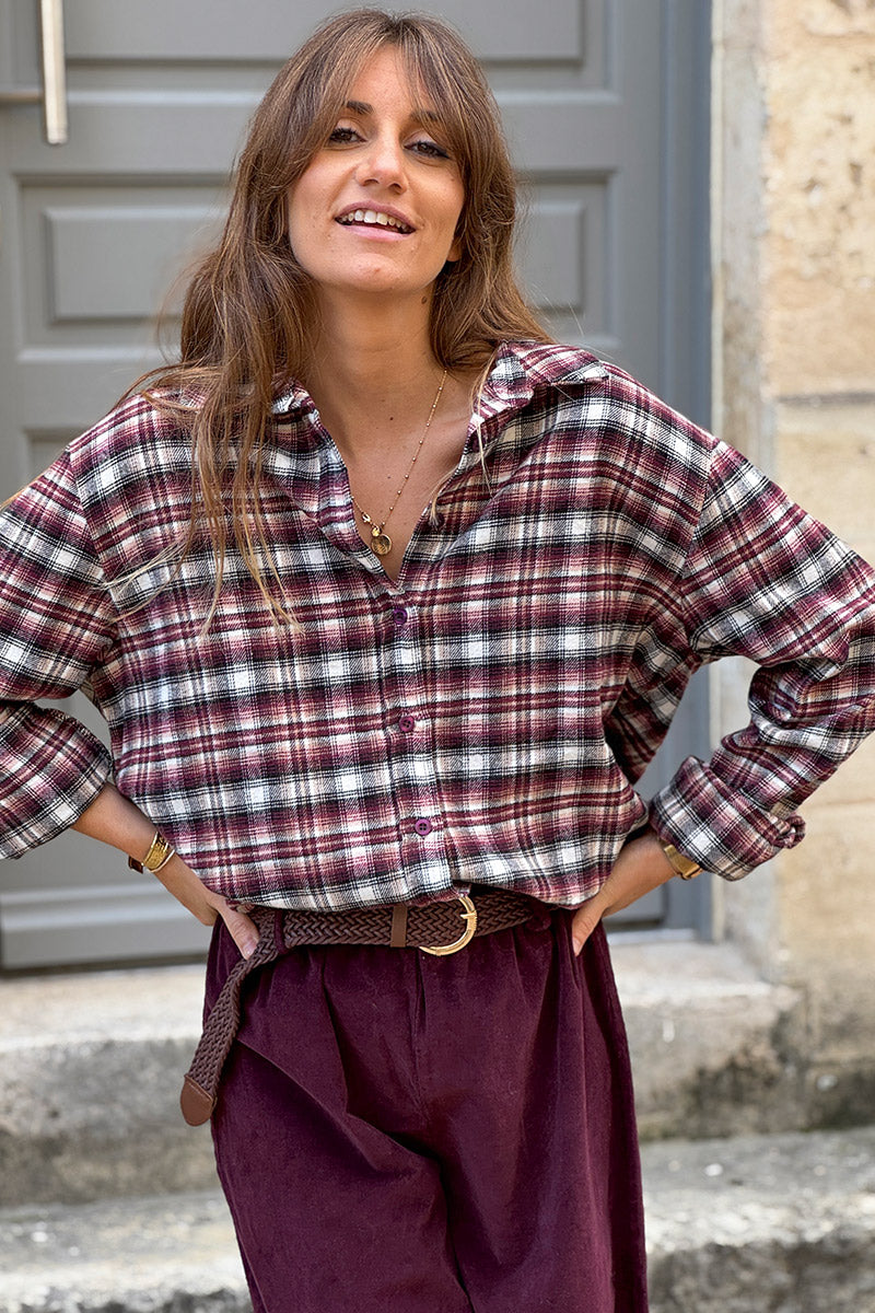 Burgundy Plaid Button-Down Flannel