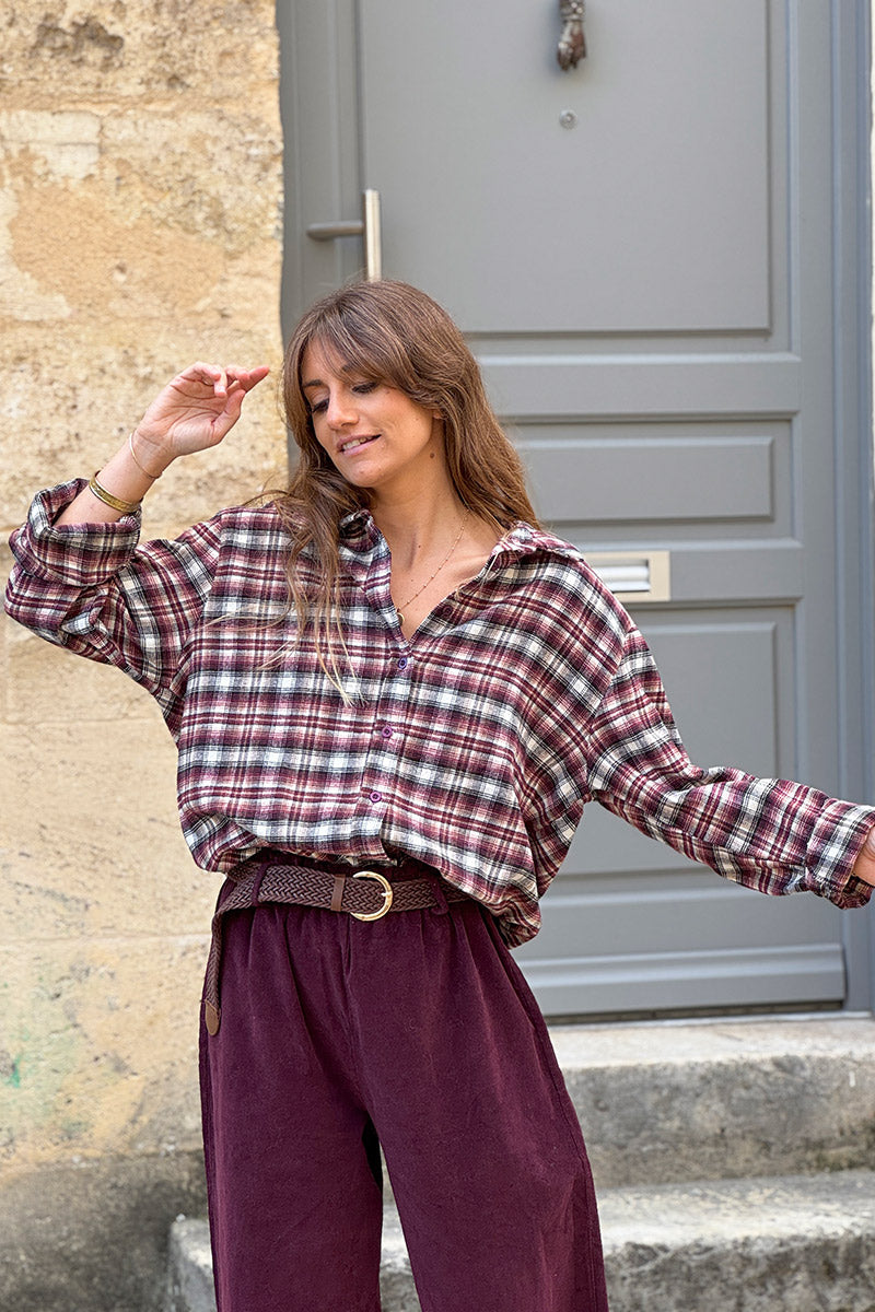Burgundy Plaid Button-Down Flannel