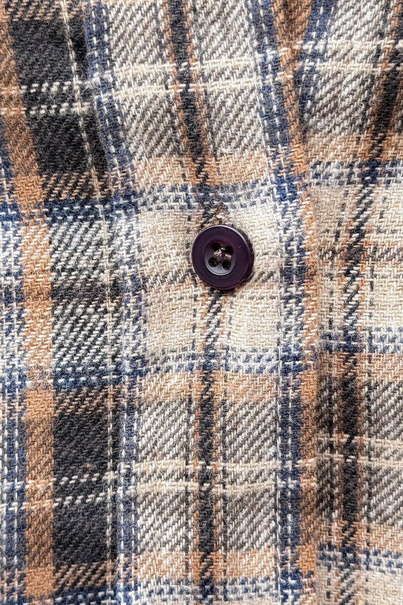 Brown Plaid Button-Down Blouse