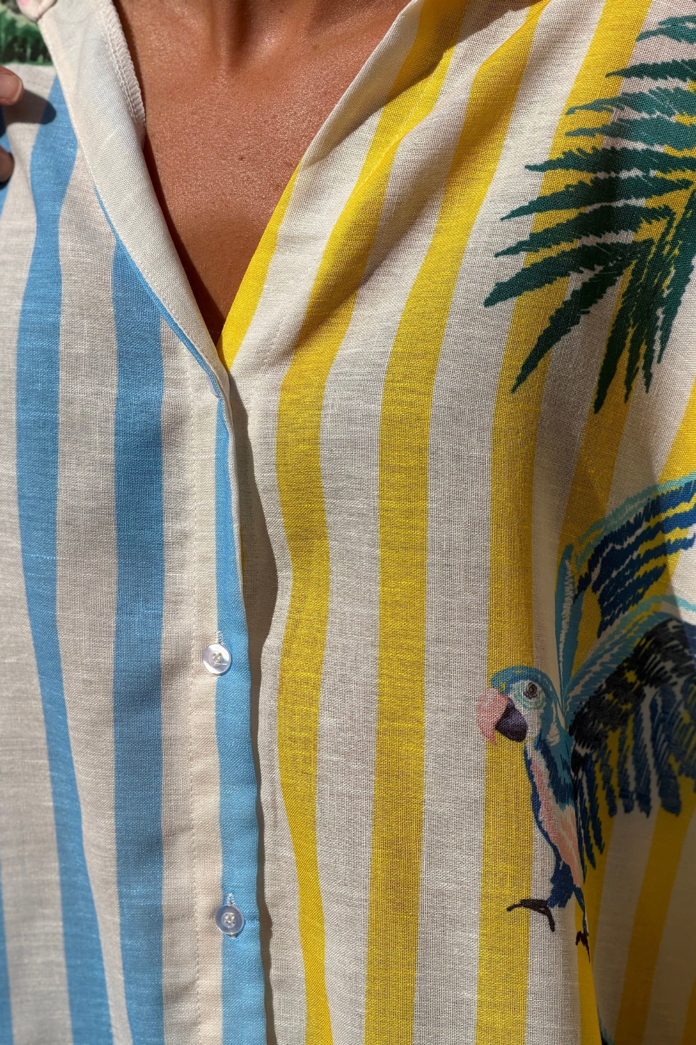 Cabana Stripe Multicolor Tropical Capelet Blouse