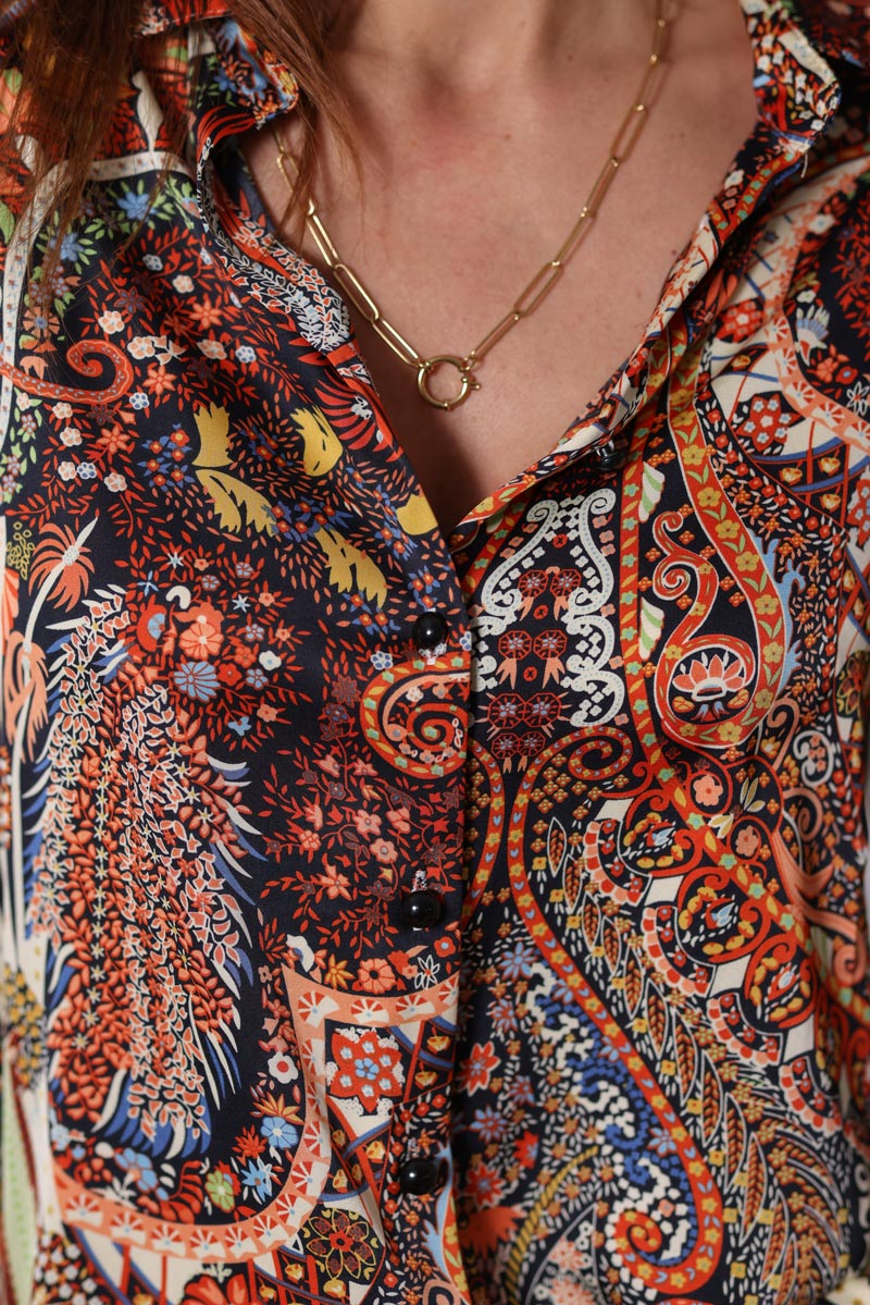 Chemise fluide effet satine imprime paisley h011 (1)