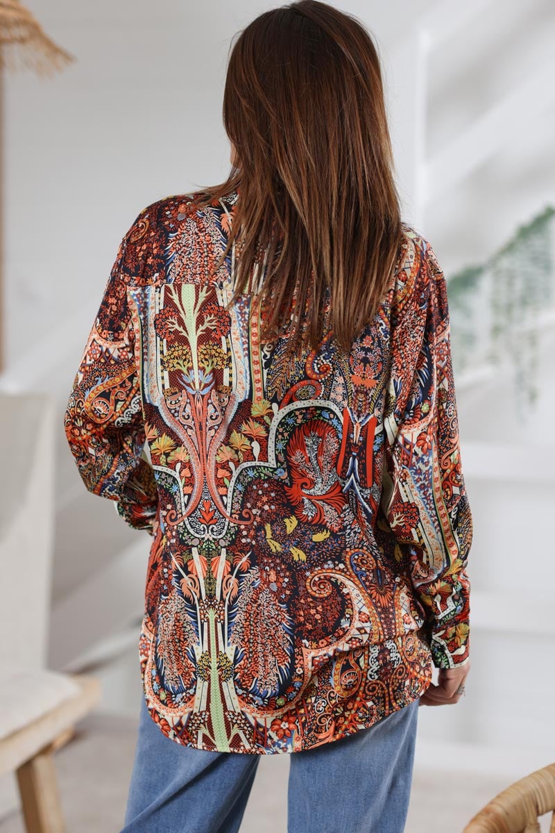 Chemise fluide effet satine imprime paisley h011 (1)