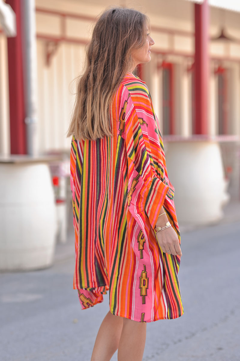 Orange Stripe Southwest Dolman Blouse
