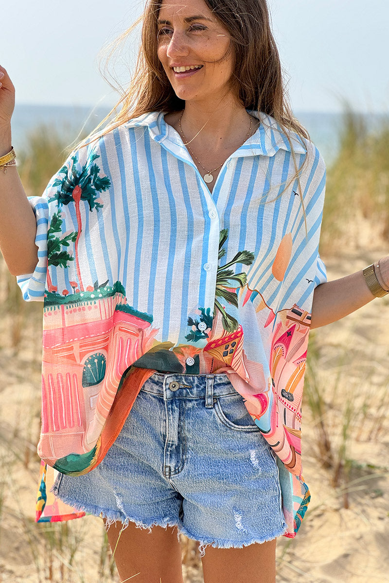 Blue Stripe Moroccan Breeze Cabana Blouse