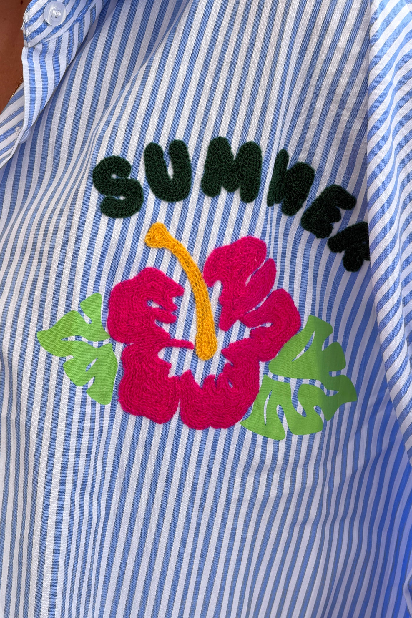 Blue Pinstripe Soleil Mon Amour Button-Down