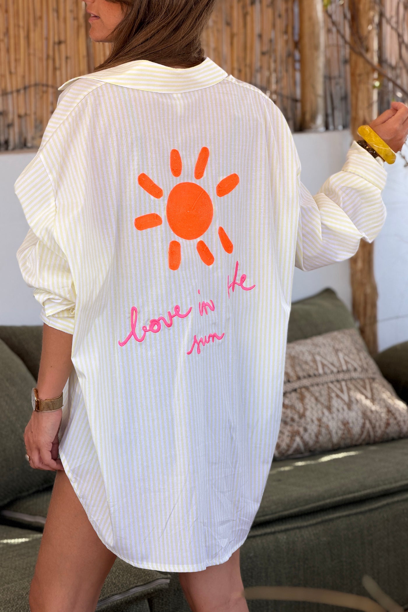 Butter Yellow Pinstripe “Love in the Sun” Button-Down Blouse