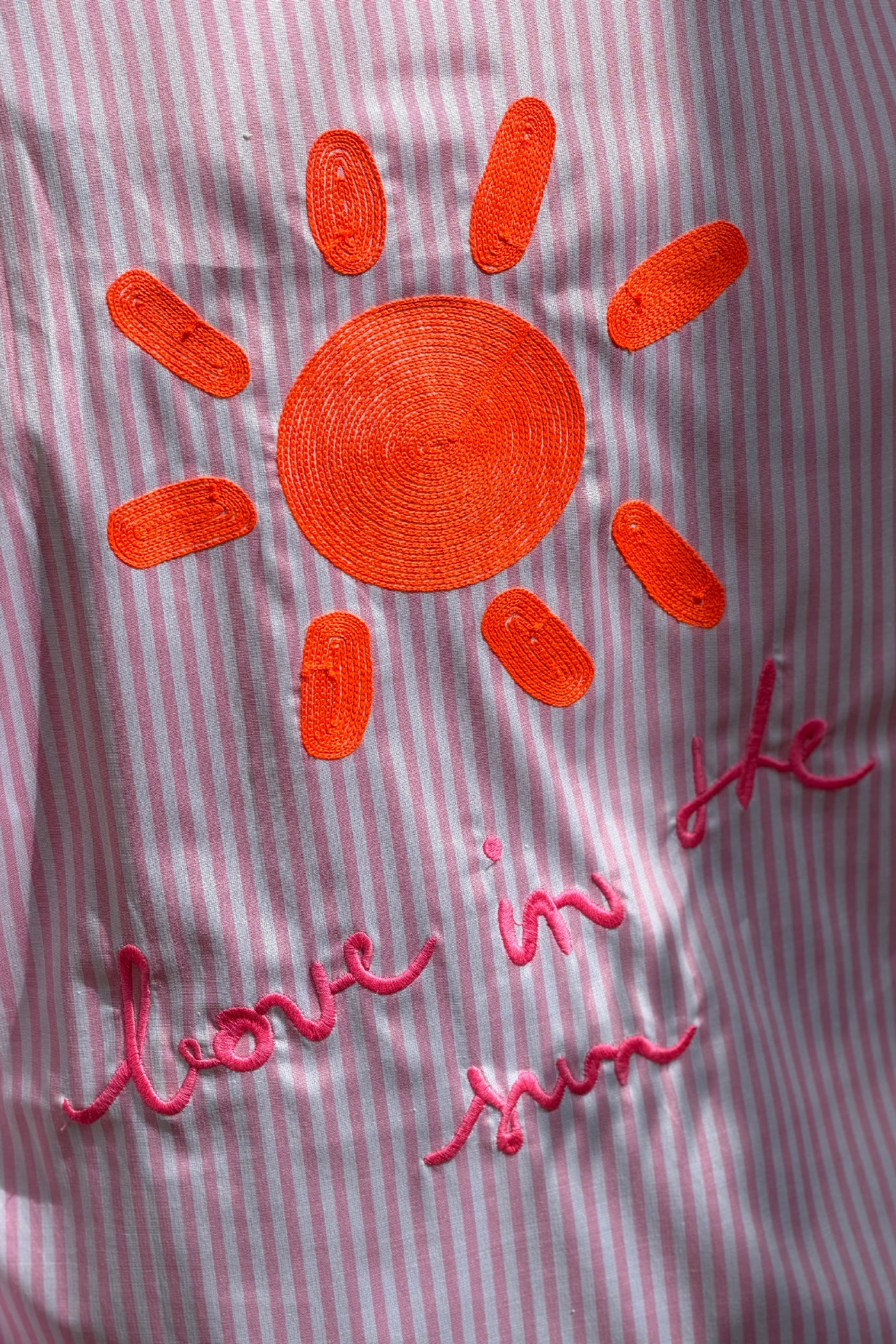 Light Pink Pinstripe “Love in the Sun” Button-Down Blouse