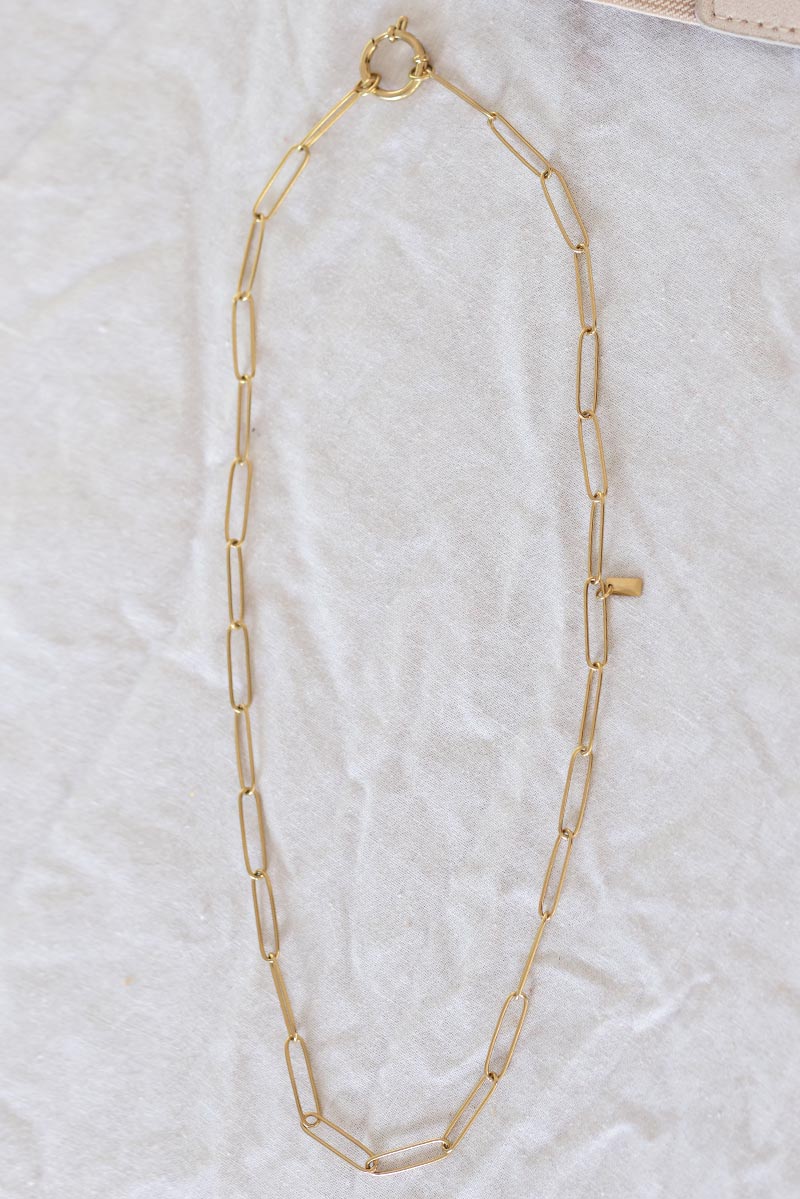 Collier grosse maille fine dorée avec anneau bijoux pour femme horizons lointains H003
