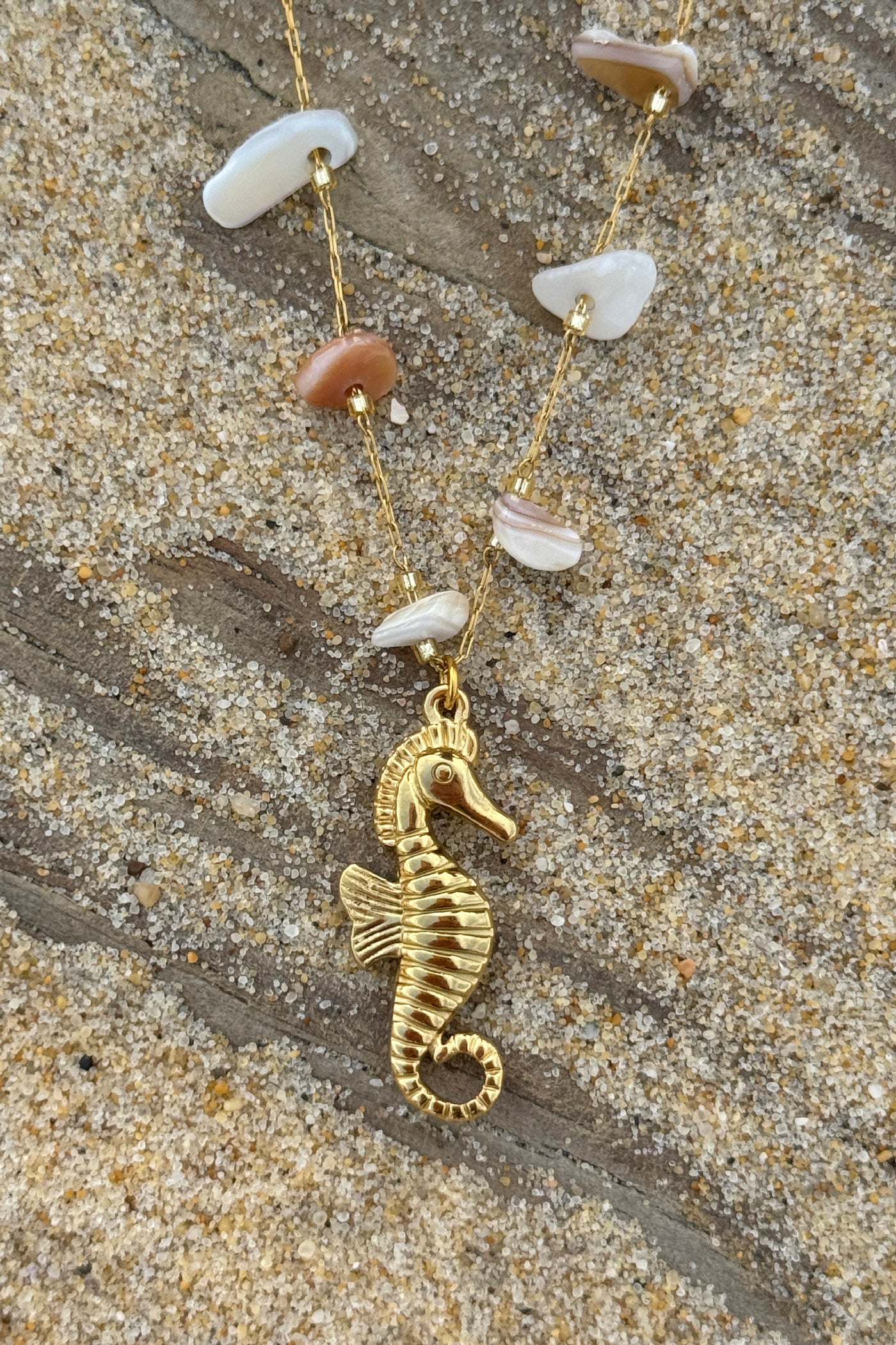 Seahorse Beaded Golden Chain Necklace