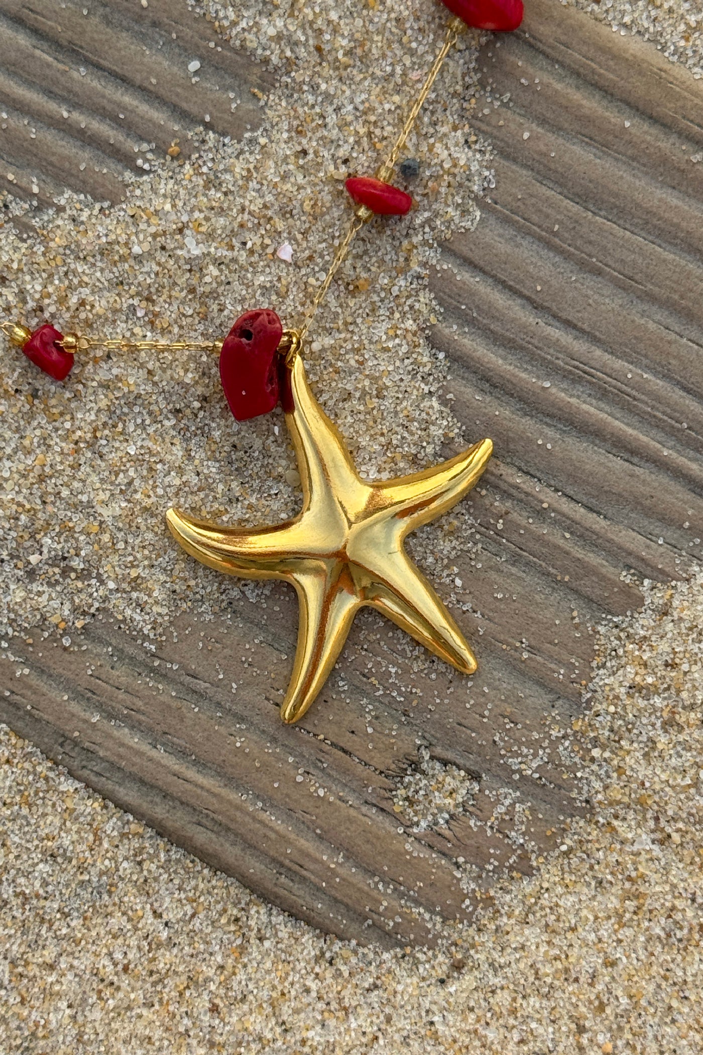 Starfish Beaded Golden Chain Necklace