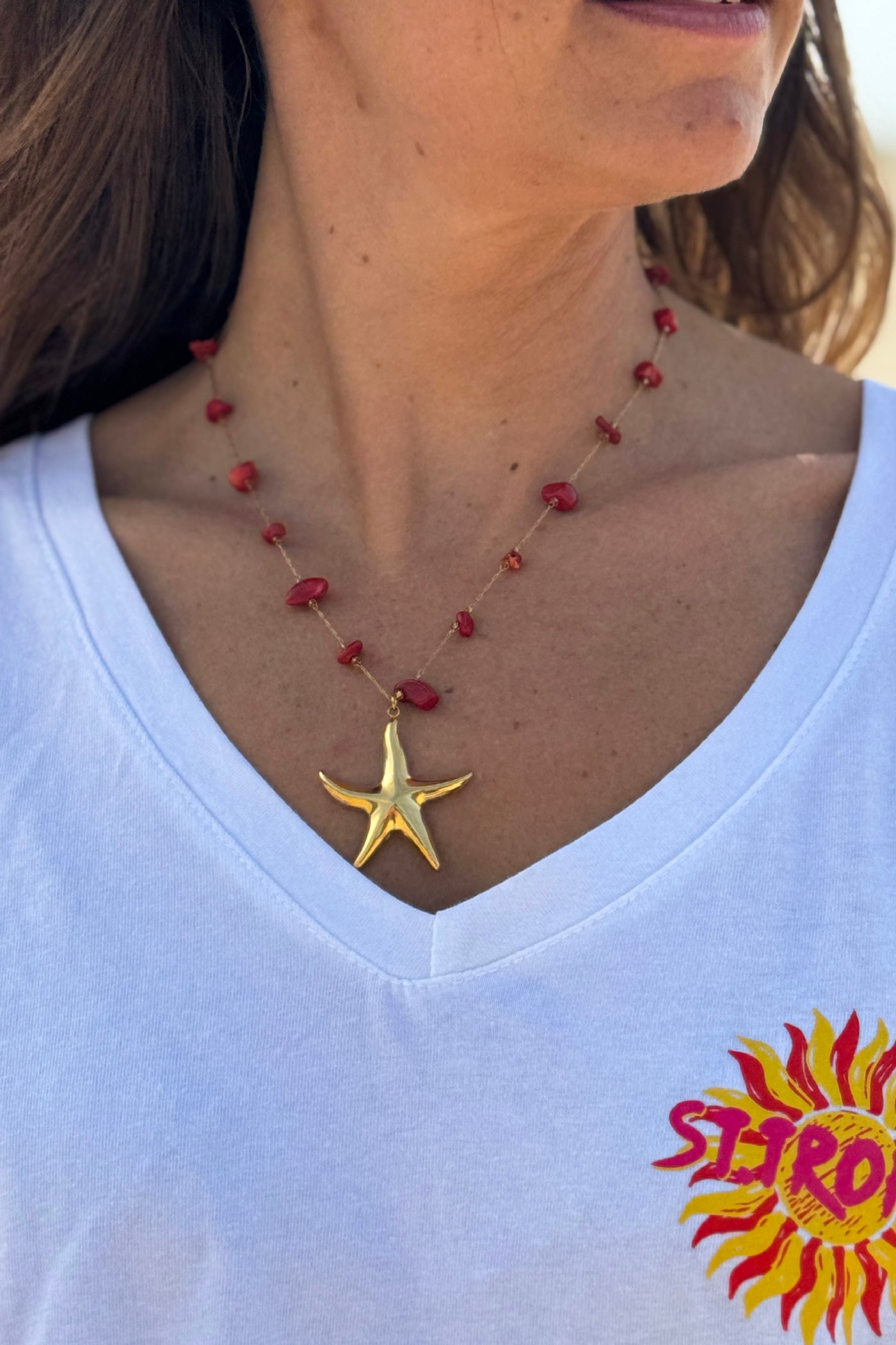 Starfish Beaded Golden Chain Necklace