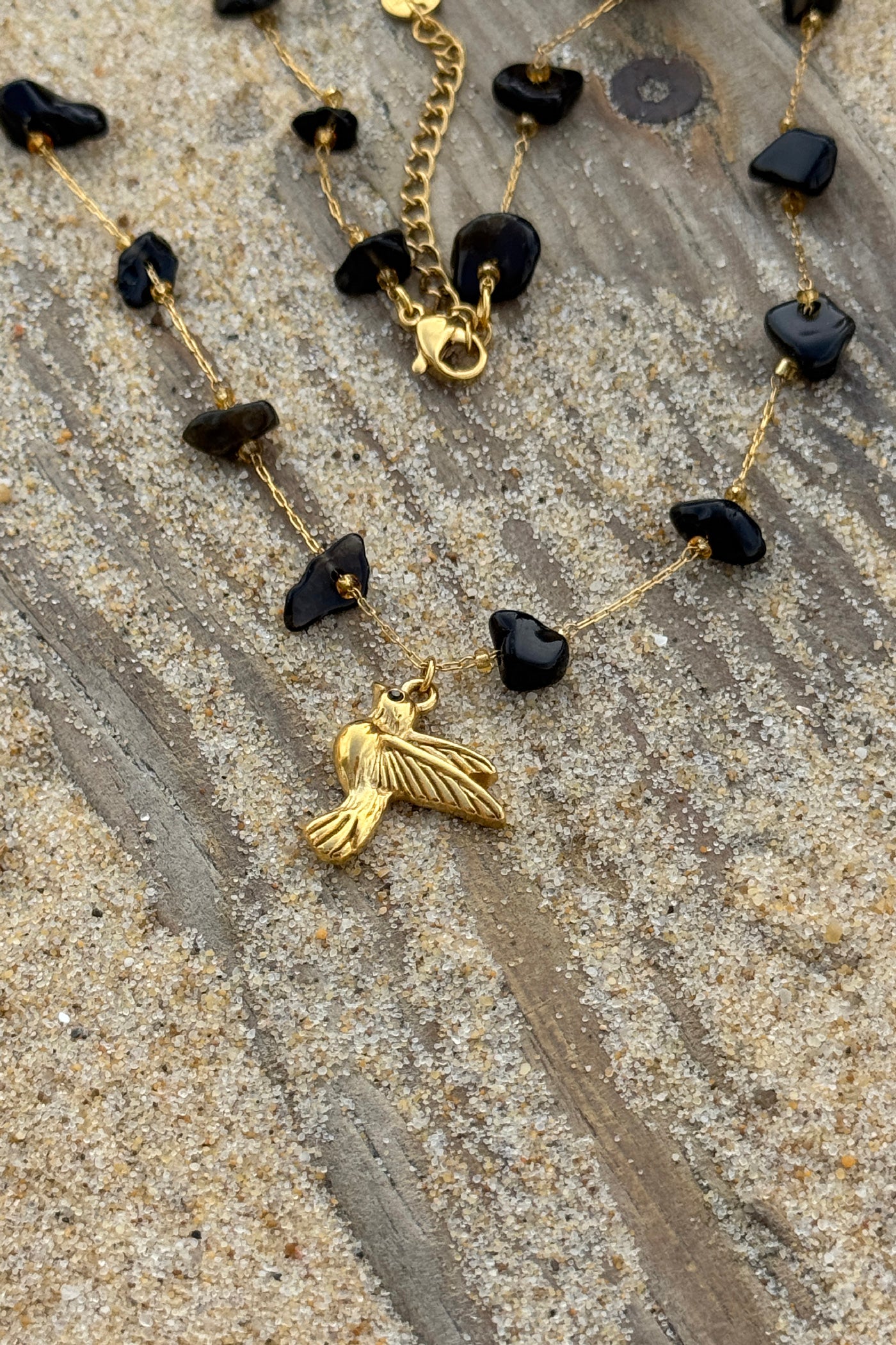 Seagull Beaded Golden Chain Necklace