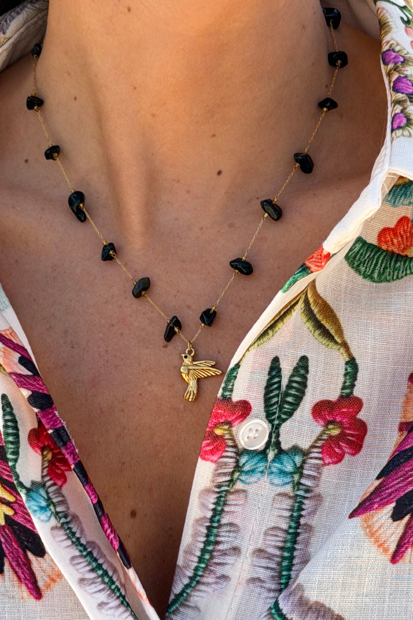 Seagull Beaded Golden Chain Necklace