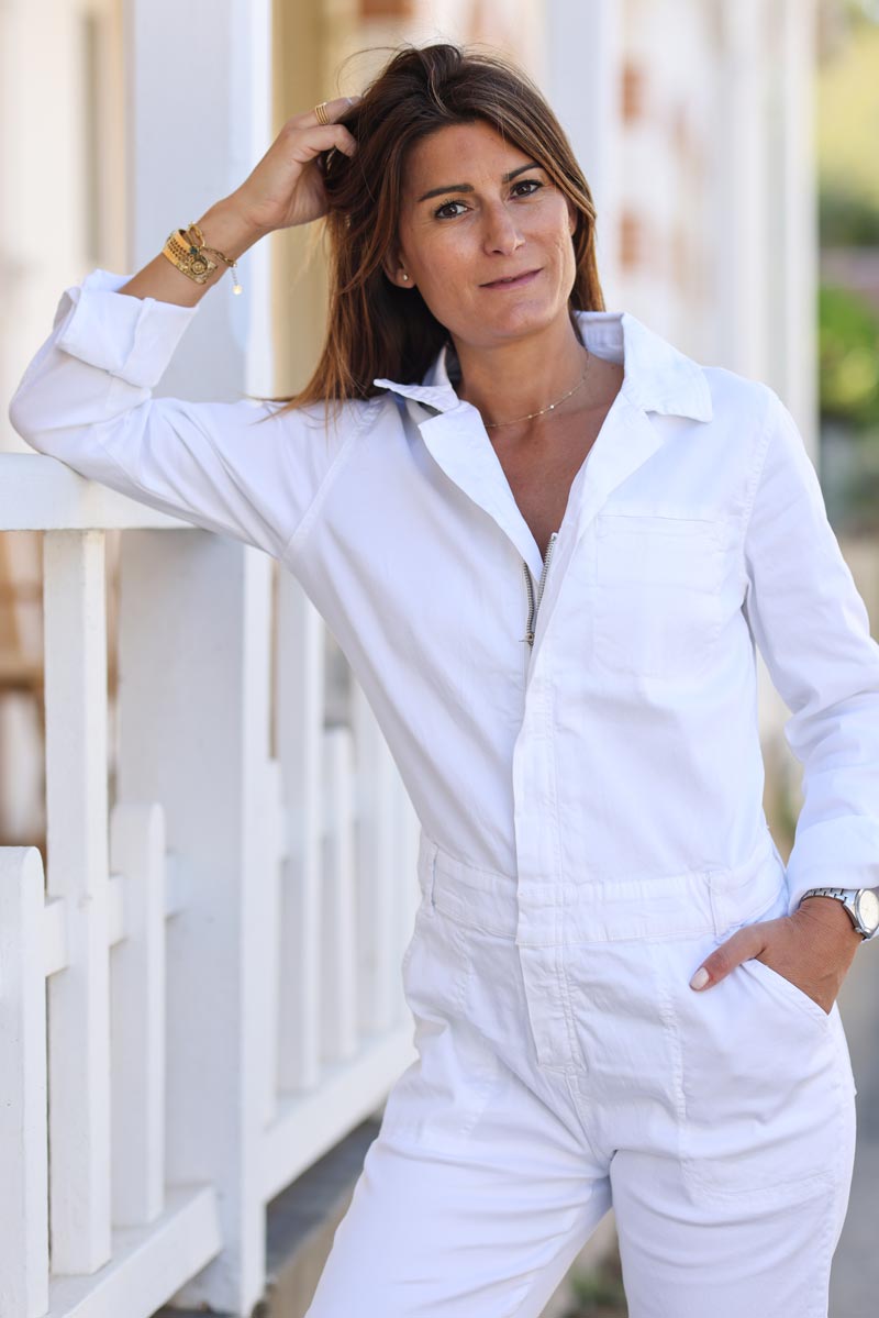 Combi pantalon blanc toile toucher peau de peche g008 (1)