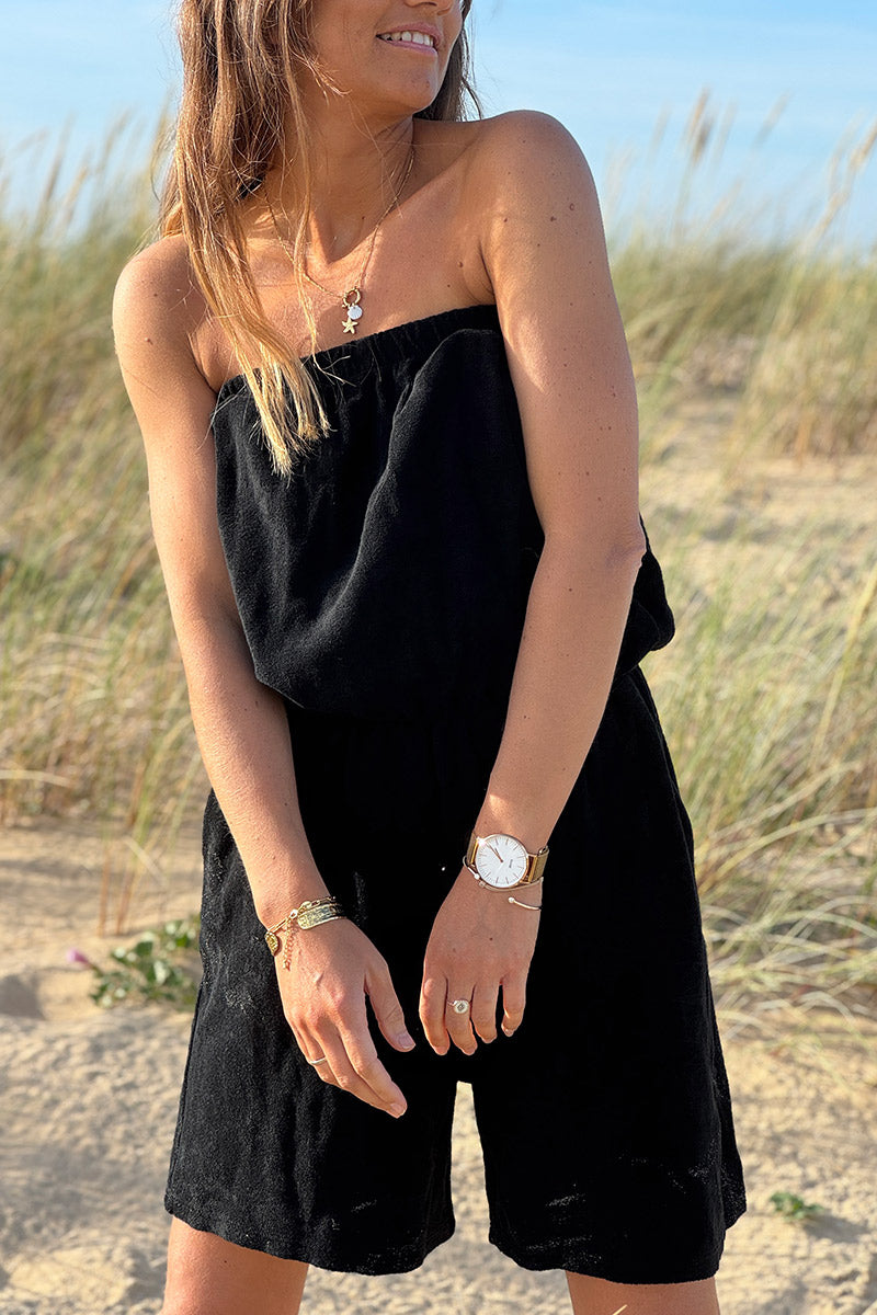 Mono bustier de rizo elástico negro