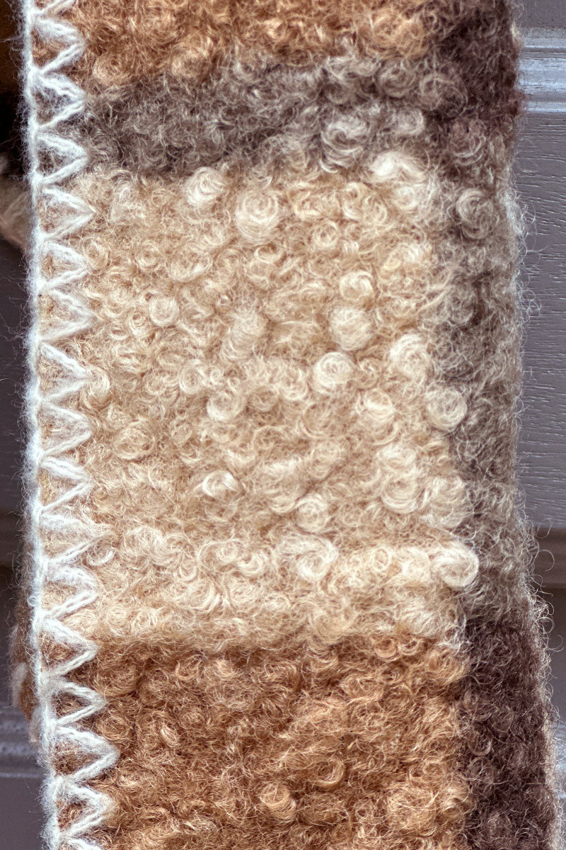 Taupe Colorblock Plaid Sherpa Wrap