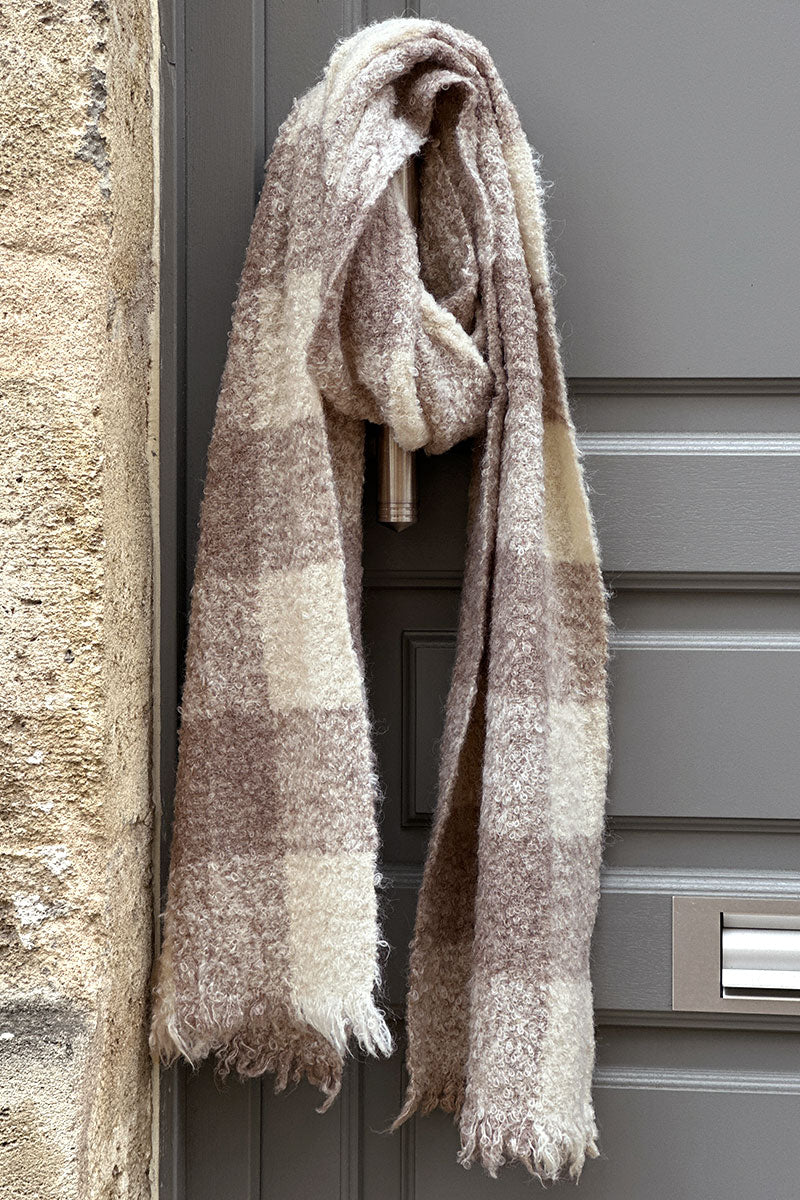 Brown Plaid Sherpa Scarf