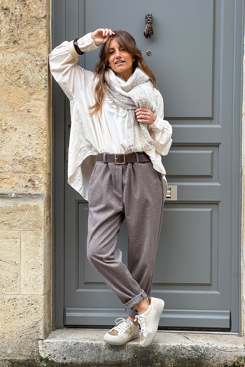 Brown Plaid Sherpa Scarf