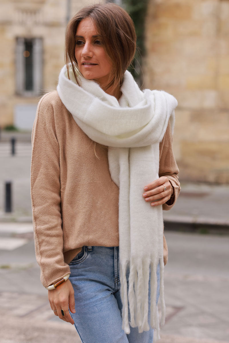 Écharpe Femme Unie Avec Franges - 90x180 Cm, Polyester Doux - Pour Toutes Saisons, Style Décontracté Ou élégant