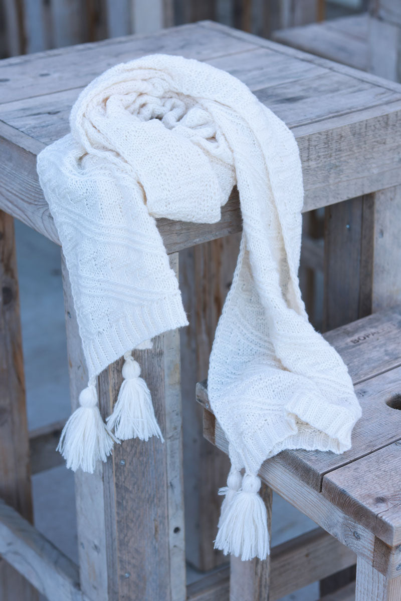 Cream Cable Knit Sweater Scarf