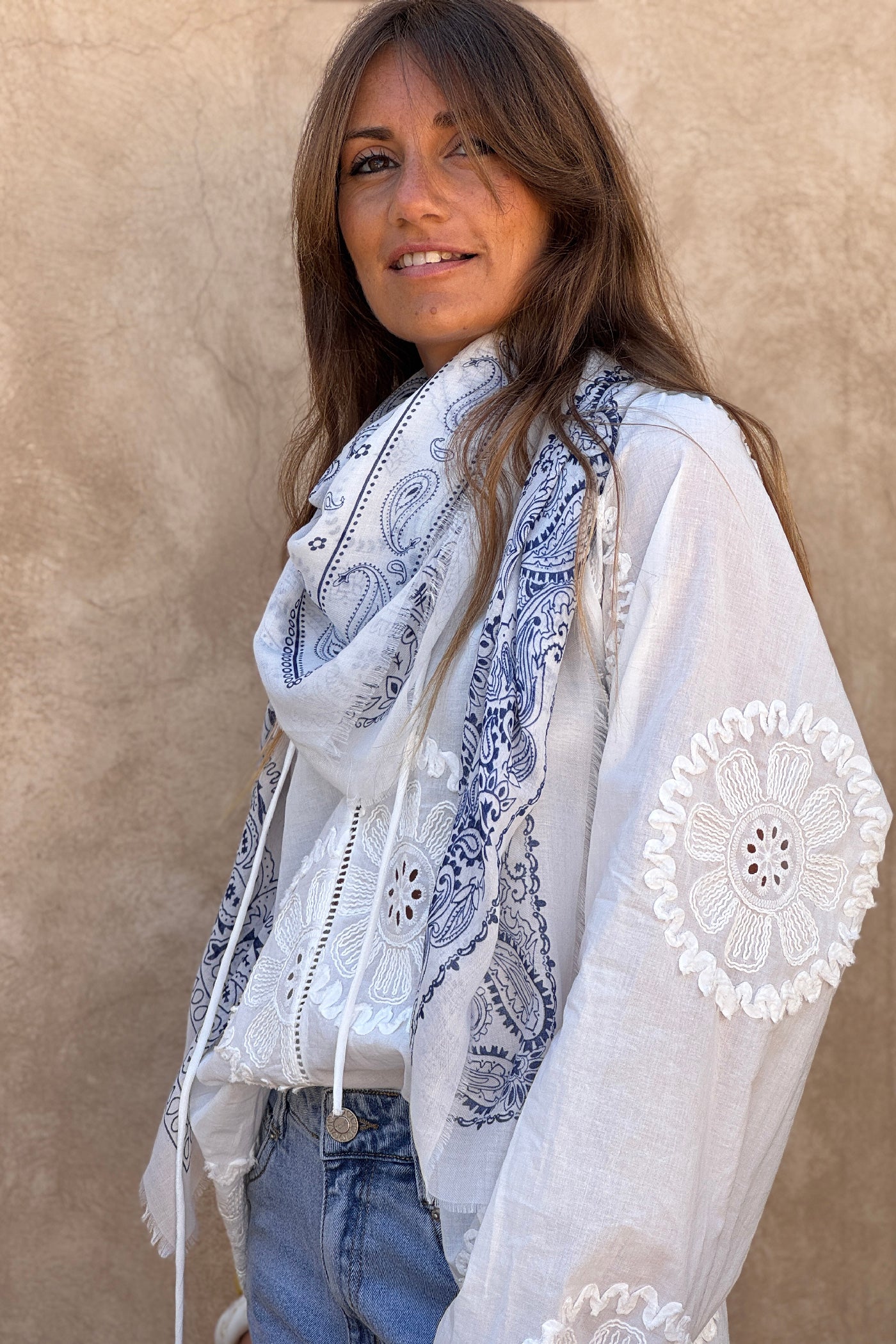 White Paisley Classic Bandana