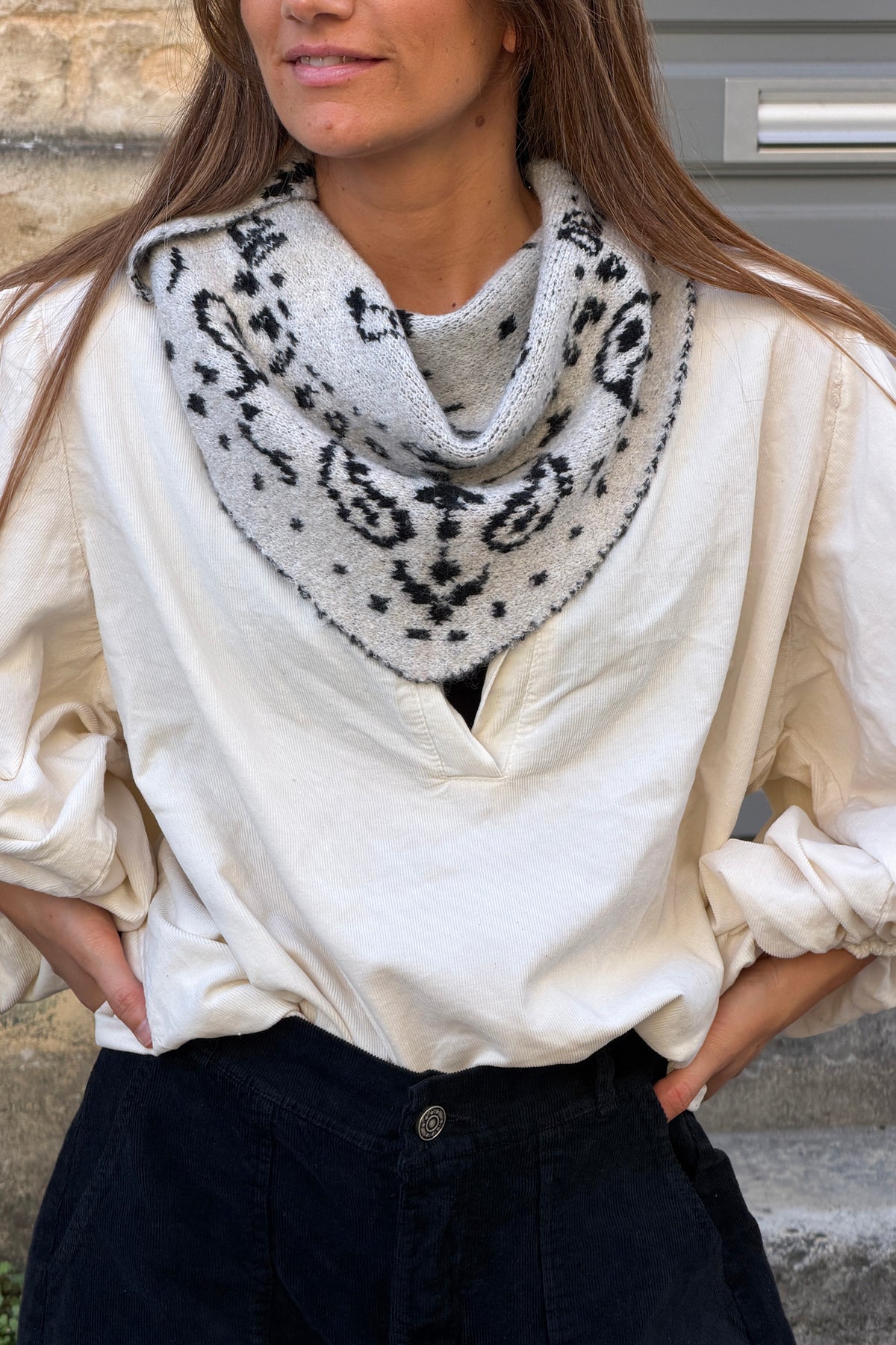 Cream Cozy Knit Classic Bandana