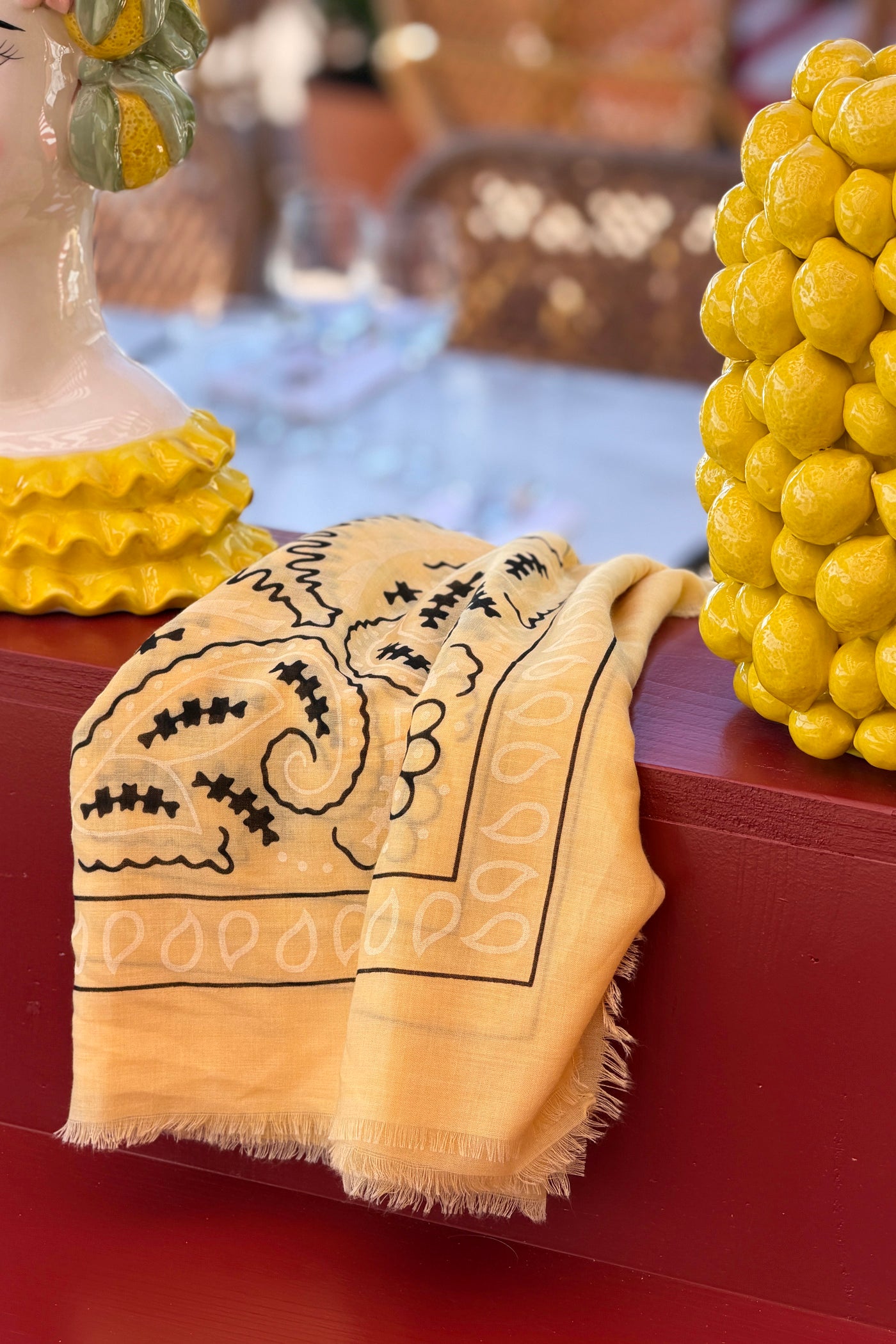 Écharpe foulard jaune imprimé Bandana tout doux