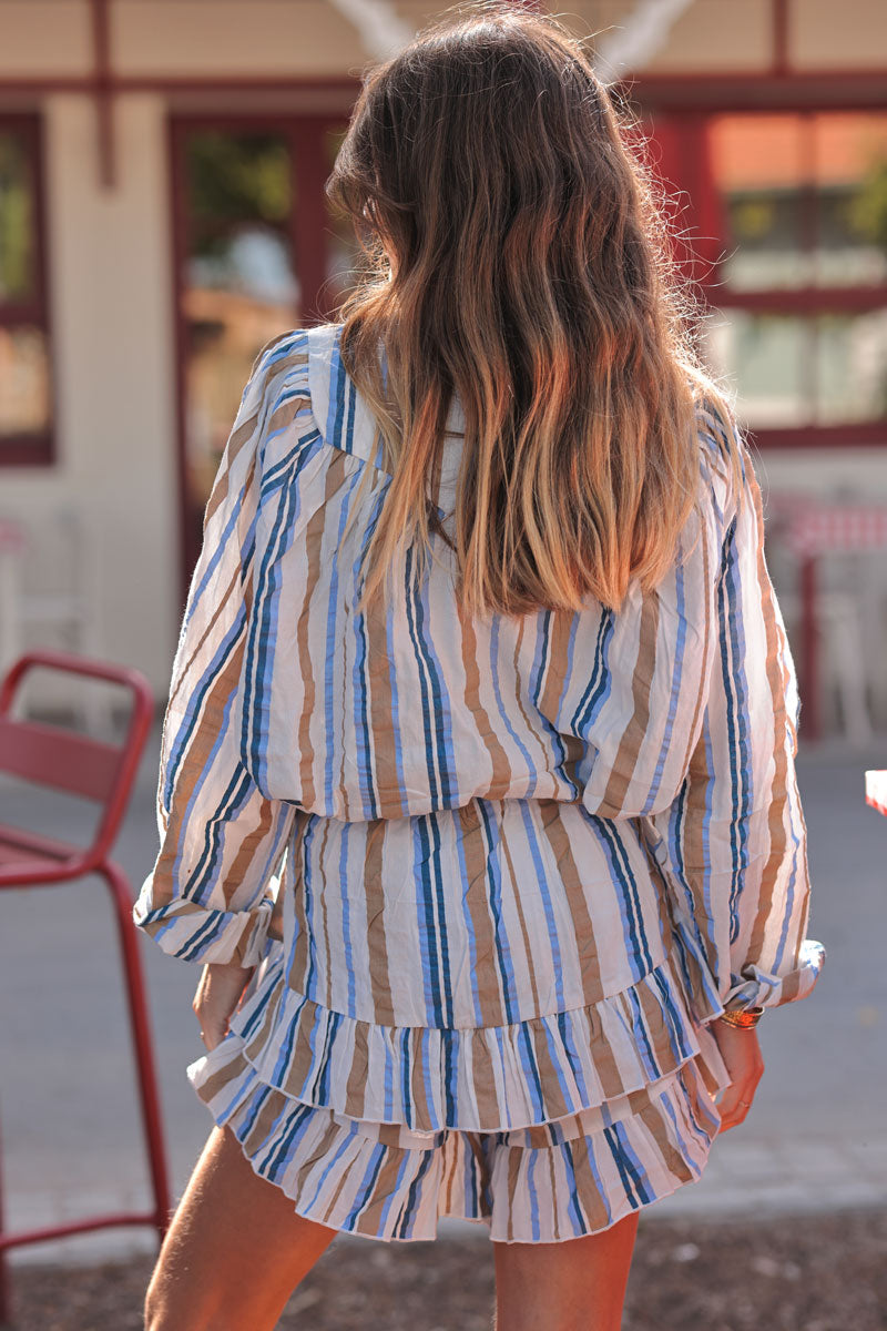 Blue and Brown Striped Ruffled Play Set