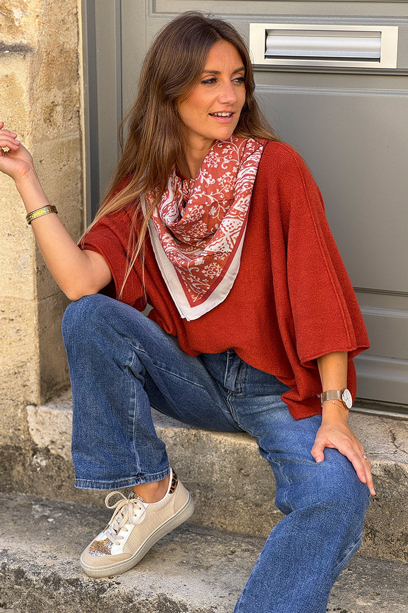 Brick Batik Scroll Pashmina