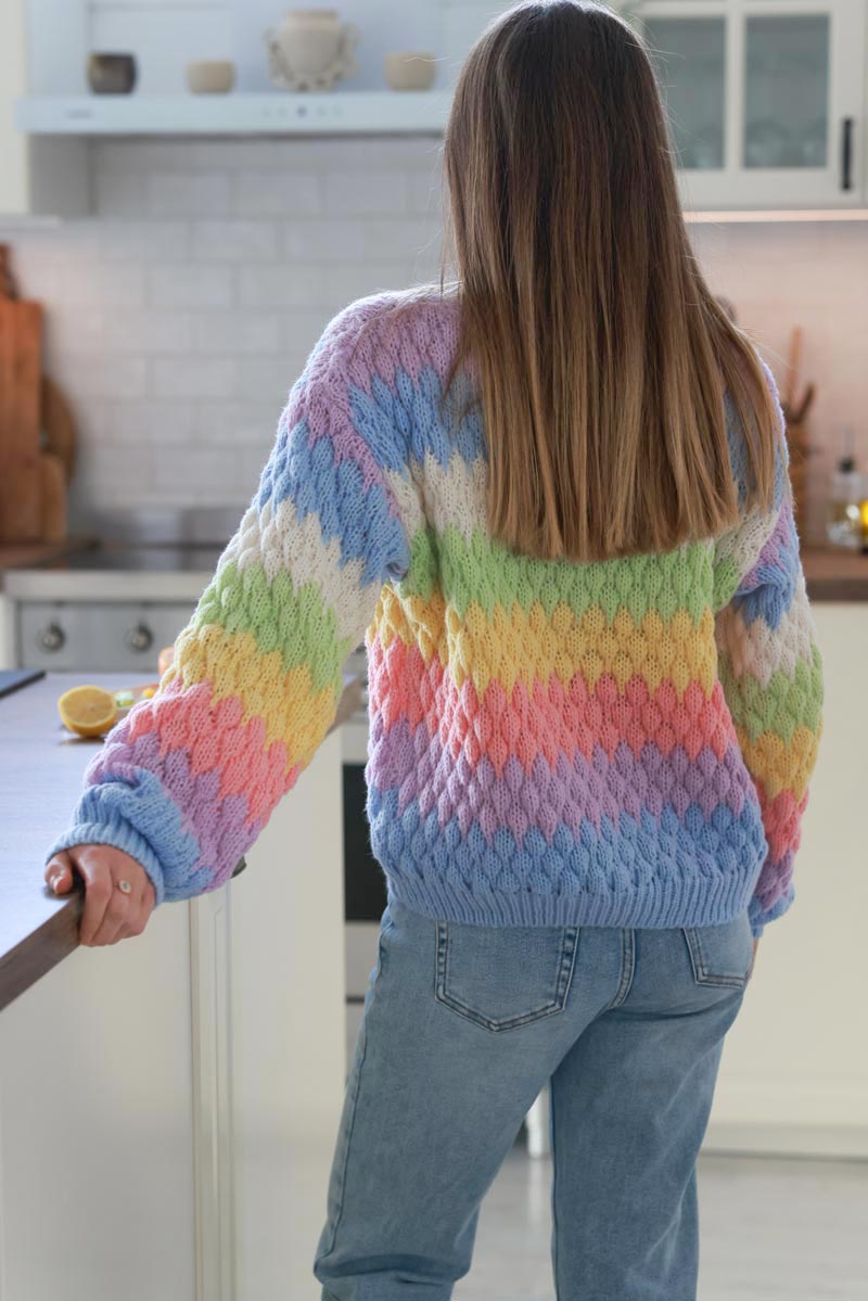 Rainbow Fisherman Knit Sweater Cardigan