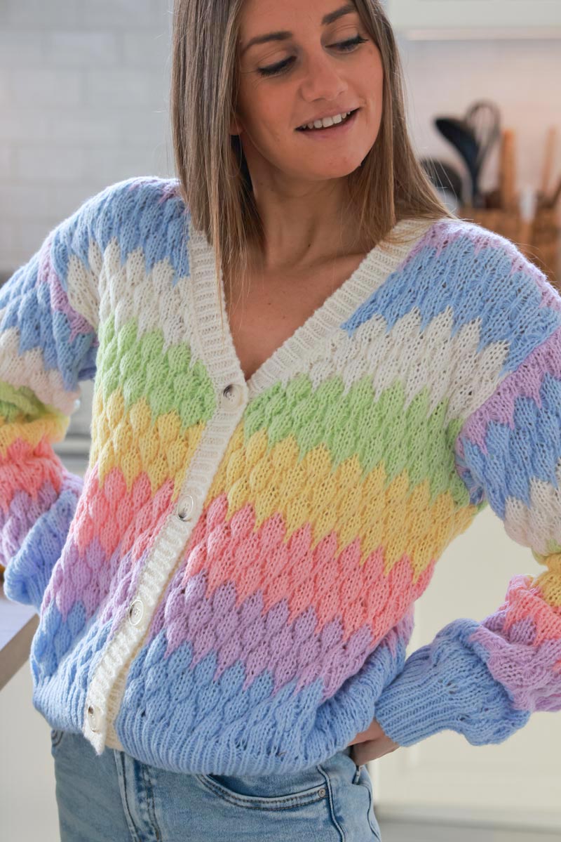 Rainbow Fisherman Knit Sweater Cardigan
