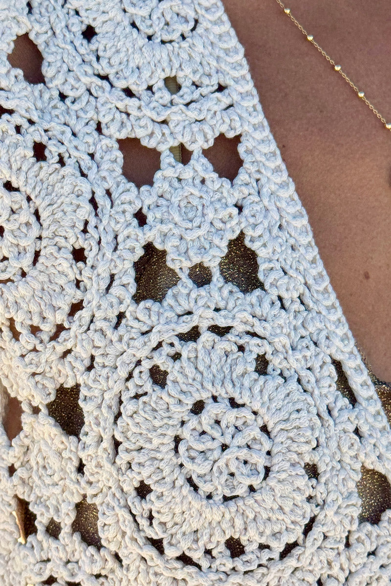 Cream Boho Crochet Vest