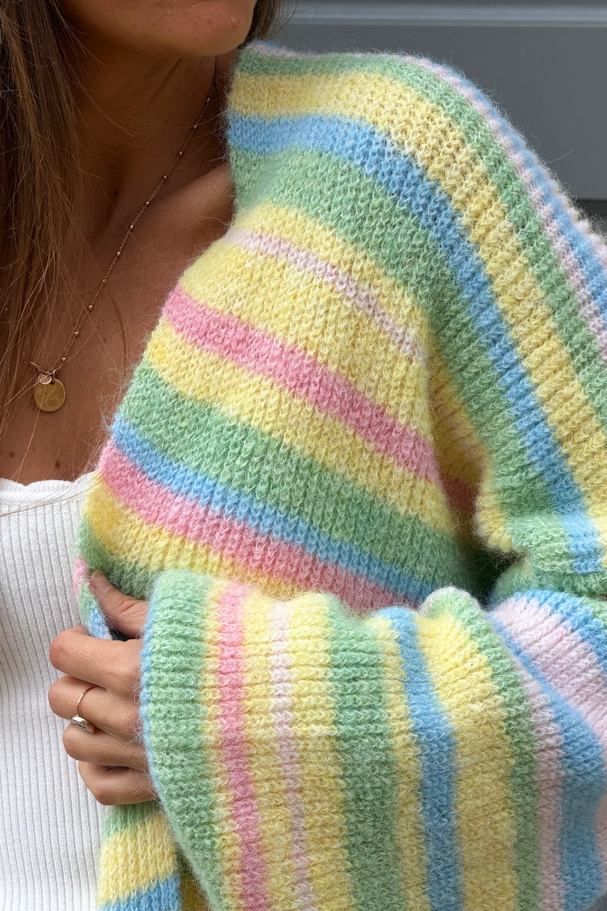 Blue Neon Stripe Knit Cardigan