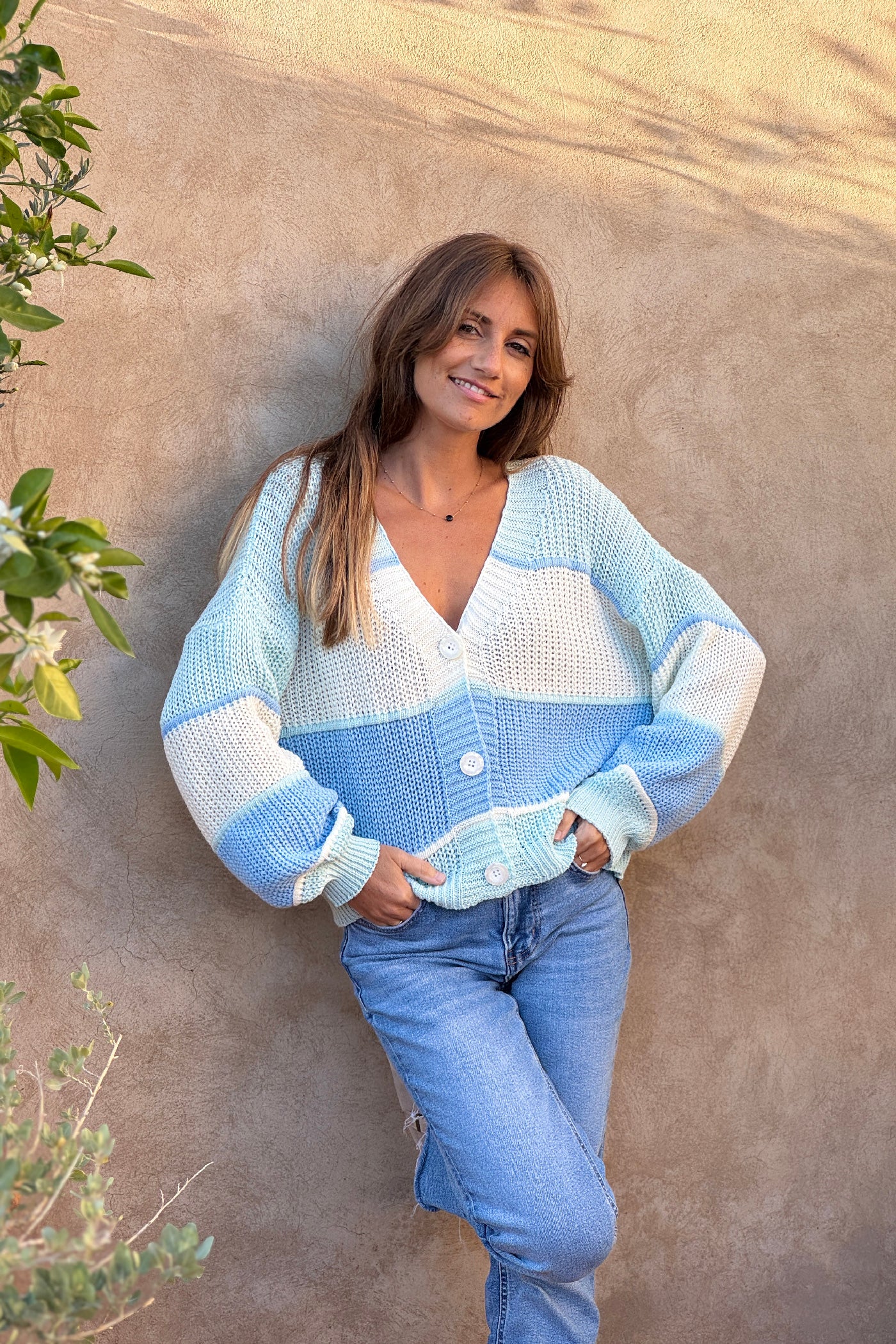 Blue Stripe Seaside Knit Cardigan