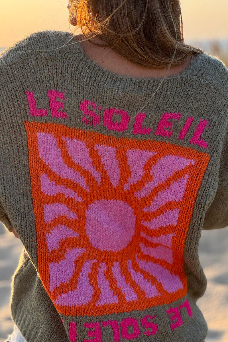 Olive Knit “Le Soleil” Cardigan Sweater