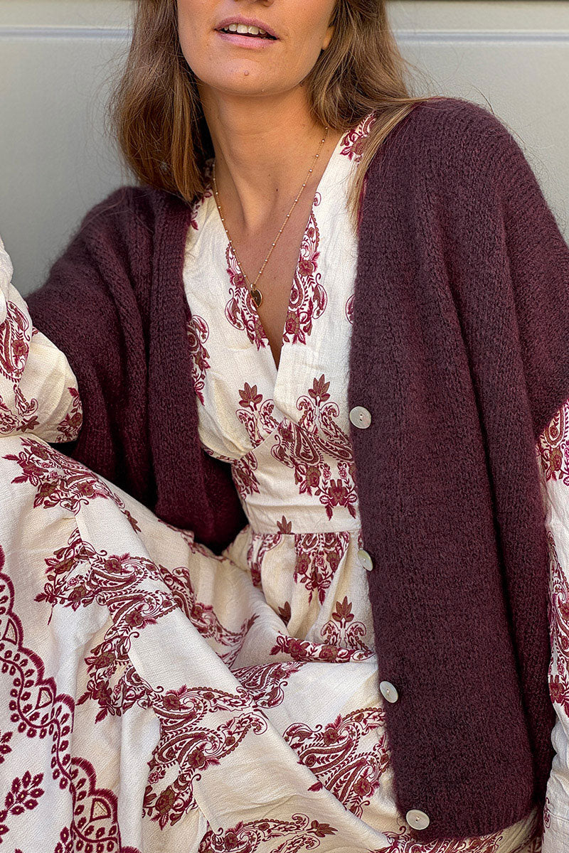 Aubergine Mohair Blend Knit Vest