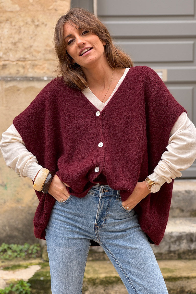 Aubergine Mohair Blend Knit Vest