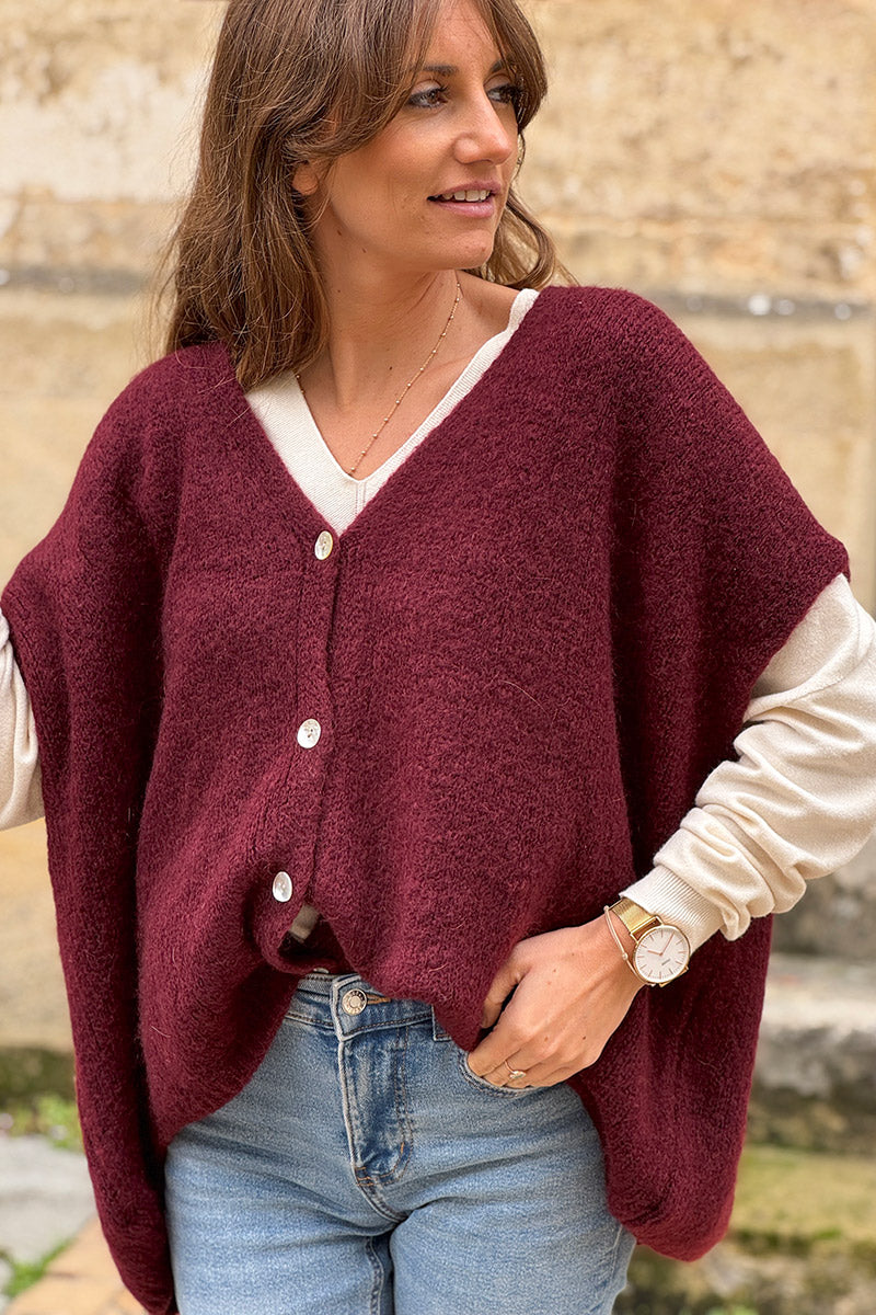 Aubergine Mohair Blend Knit Vest