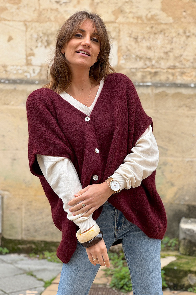 Aubergine Mohair Blend Knit Vest