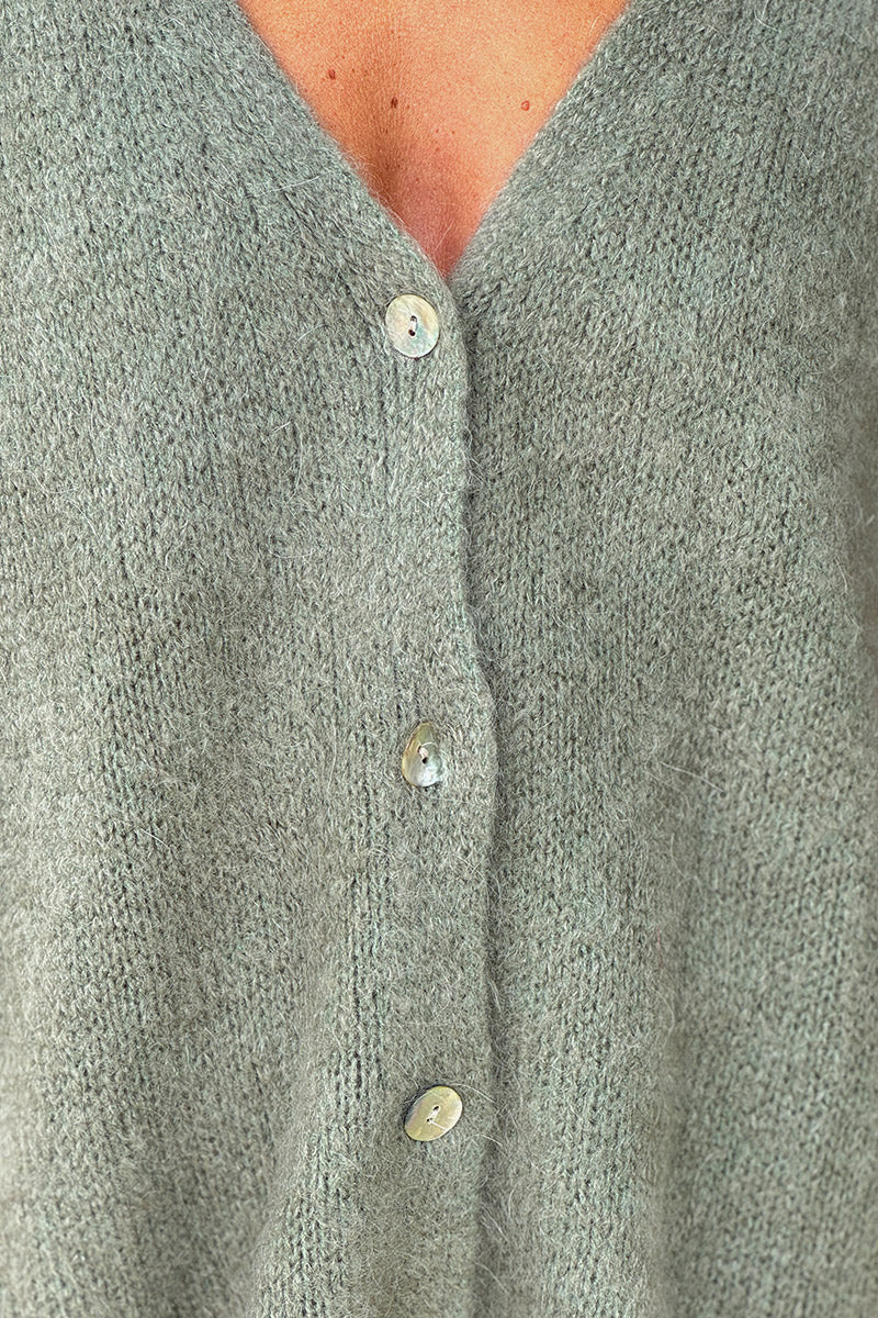 Khaki Mohair Blend Knit Vest