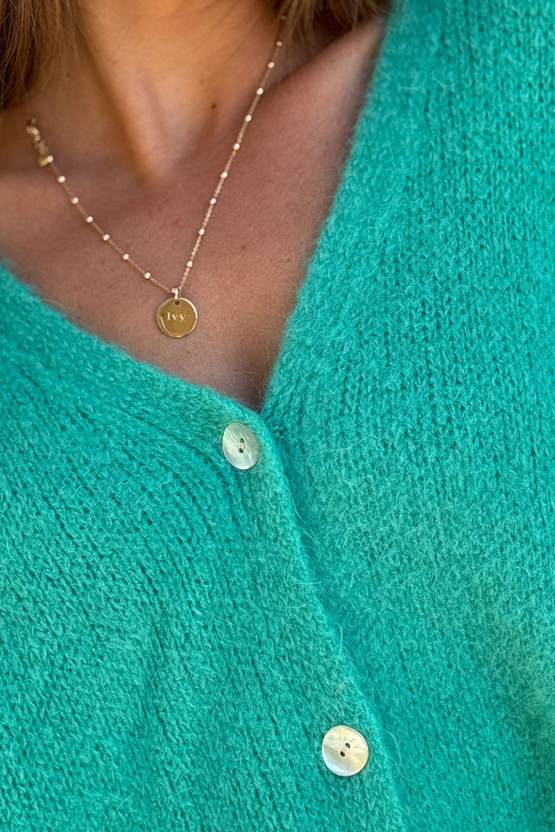 Teal Mohair Blend Knit Vest