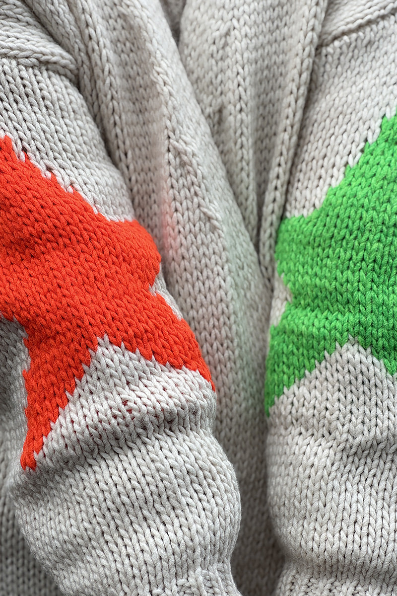 Cream Intarsia Star Sweater Duster