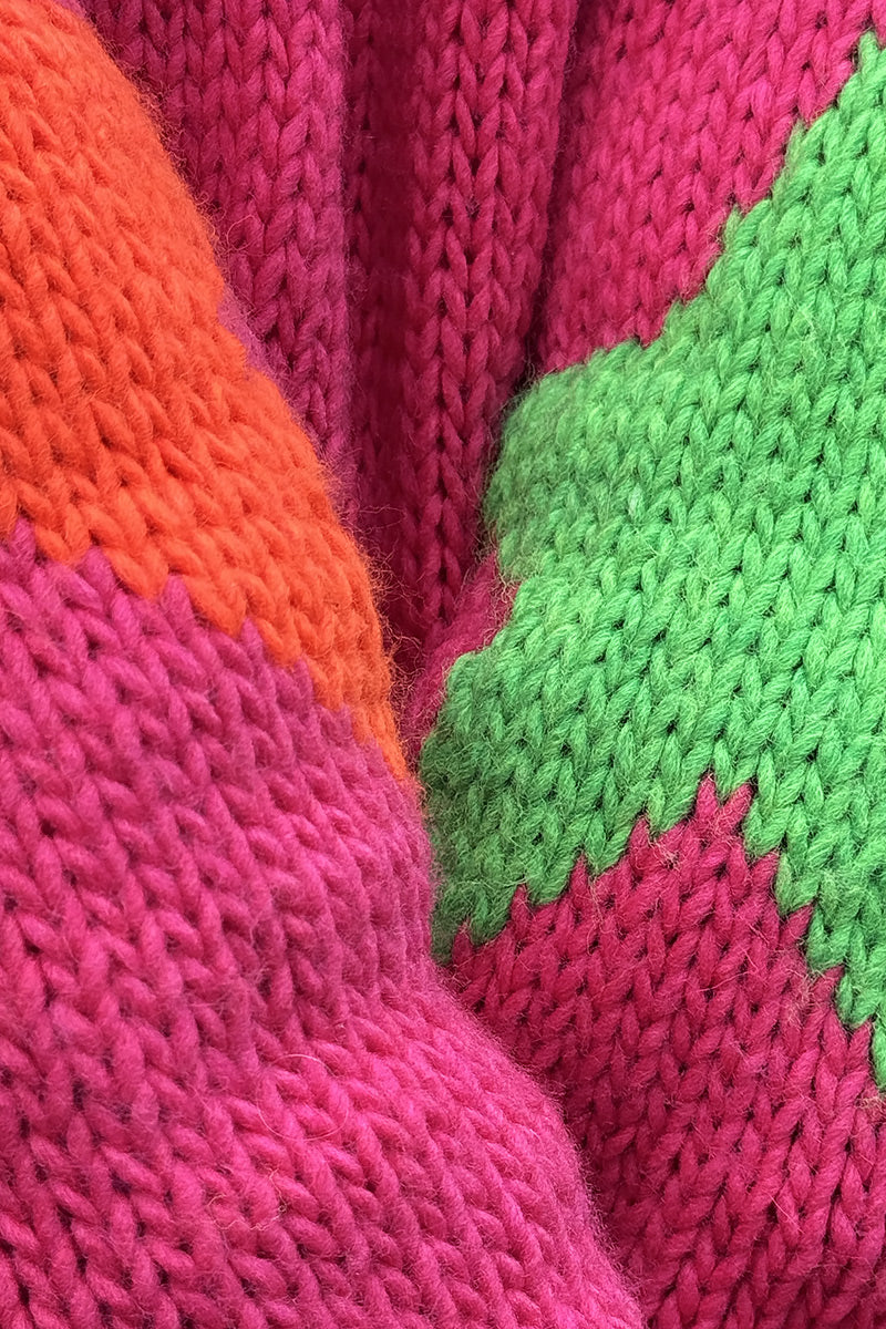 Hot Pink Intarsia Star Sweater Duster