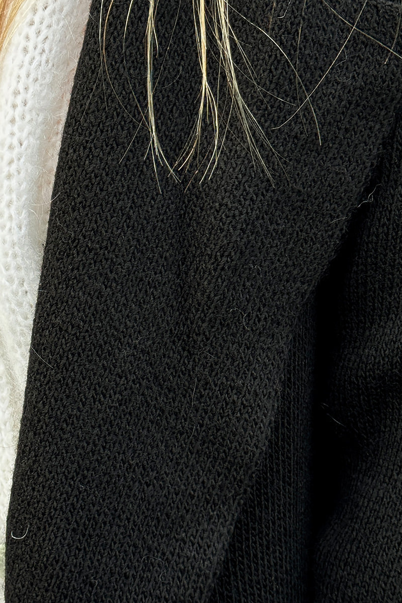Black Wool Blend Knit Duster